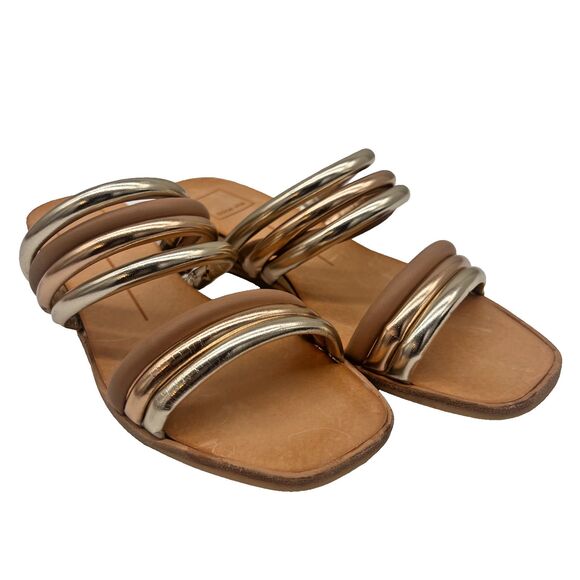 Dolce Vita Women Open Toe Metallic Strappy Slide Sandals Flat Slippers Size 6.5 - Picture 2 of 16